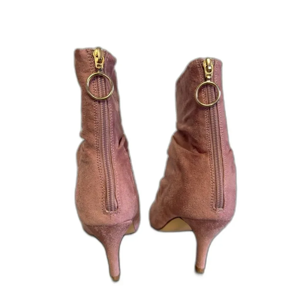 Allegra K Dust Pink Slouch Ankle Boots 8 Box & Dust Bags EUC